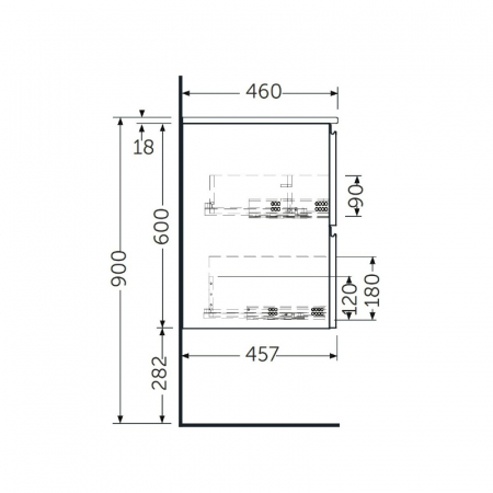 Mobilier suspendat incastrabil pentru lavoar, Joy, 60 cm gri, Rak [2]