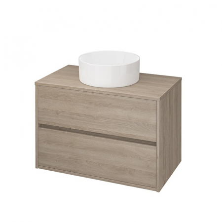 Mobilier pentru lavoar - Dulap baie suspendat Cersanit Crea 80 cm pentru lavoar pe blat, stejar