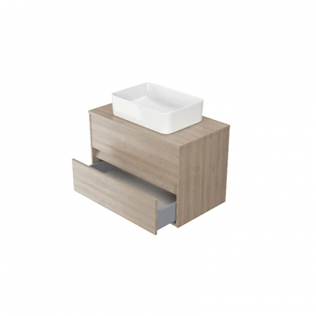 Dulap baie suspendat Cersanit Crea 80 cm pentru lavoar pe blat, stejar [3]