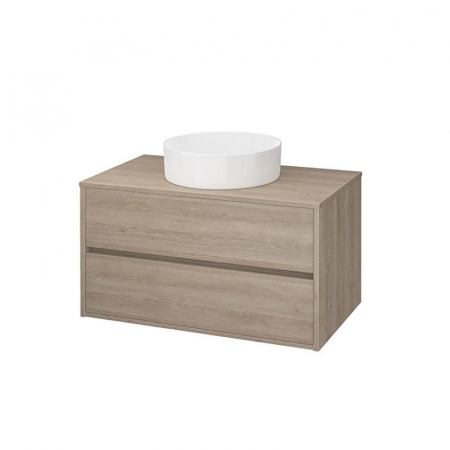 Mobilier pentru lavoar - Dulap baie suspendat Cersanit Crea 100 cm pentru lavoar pe blat, stejar