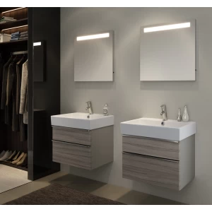 Mobilier suspendat Opoczno, Metropolitan, pentru lavoar, cu doua sertare, 70 cm, front stejar + lateral cenusiu [1]