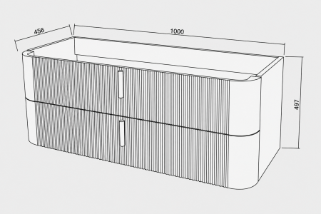 Mobilier suspendat pentru lavoar 100 × 46 cm, cu front riflat alb mat, Fluminia Pisa [3]