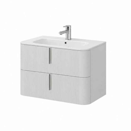 Mobilier pentru lavoar - Mobilier suspendat pentru lavoar 80×46 cm, cu front riflat alb mat, Fluminia Pisa
