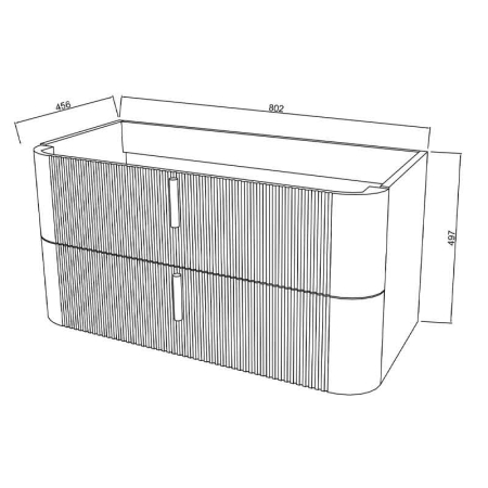Mobilier suspendat pentru lavoar 80×46 cm, cu front riflat mattone cu manere alb mat, Fluminia Pisa [4]