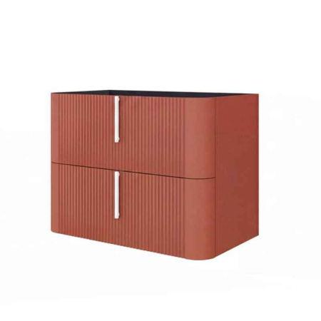 Mobilier suspendat pentru lavoar 80×46 cm, cu front riflat mattone cu manere alb mat, Fluminia Pisa [1]