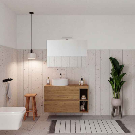 Mobilier suspendat pentru lavoar 80 cm, rovere naturale, Fluminia Genova [4]