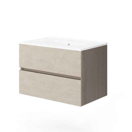 Mobilier suspendat pentru lavoar 60x46 cm, cu front rugos, almond/noce americano, Fluminia Genova [2]
