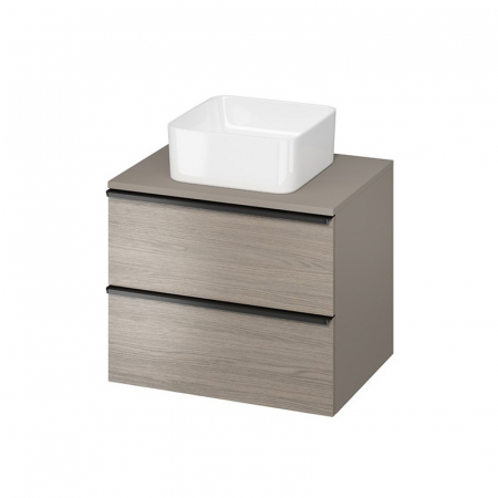Mobilier pentru lavoar - Dulap baie suspendat Cersanit Virgo 60 pentru lavoar pe blat, stejar cu manere negre