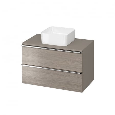 Mobilier pentru lavoar - Dulap baie suspendat Cersanit Virgo 80 pentru lavoar pe blat, stejar cu manere crom