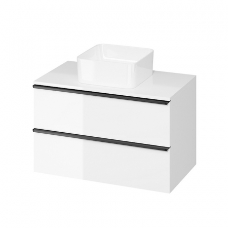 Mobilier pentru lavoar - Dulap baie suspendat Cersanit Virgo 80 pentru lavoar pe blat, alb cu manere negre