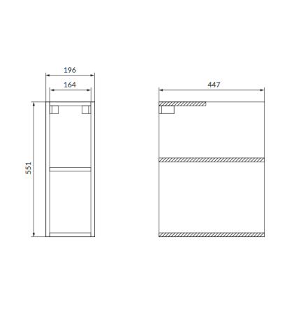 Dulap suspendat, modul deschis, 20x55.1 cm, stejar hickory, Cersanit Moduo [1]