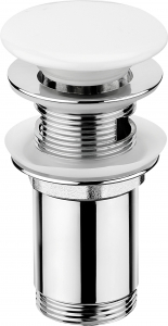Baie - Ventil lavoar baie click-clack cu capac ceramic alb Deante