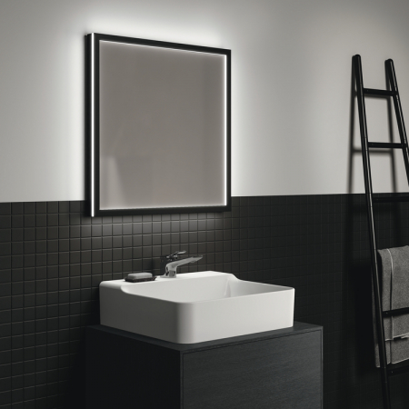 Oglinda patrata cu iluminare LED Ideal Standard Conca 60 cm rama neagra [2]