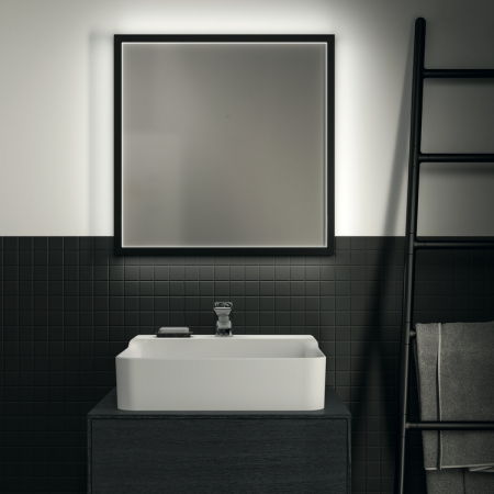 Oglinda patrata cu iluminare LED Ideal Standard Conca 60 cm rama neagra [3]