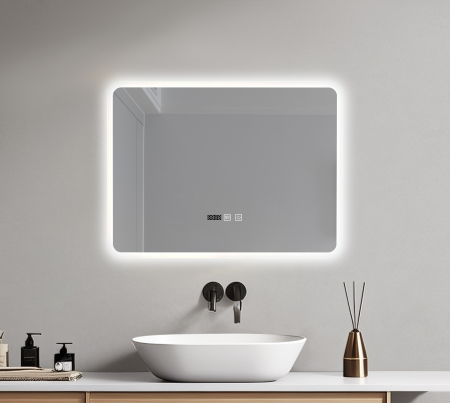 Oglinda baie 80x60 cm, cu iluminare LED, functie dezaburire si intrerupator touch, Belform Atlantis [2]