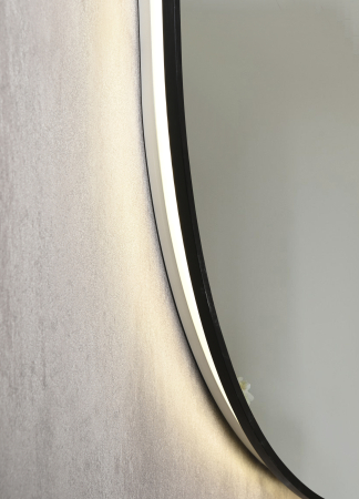 Oglinda baie 60x85 cm, reversibila, cu iluminare LED, rama slim neagra si senzor miscare, Belform Infinity [2]