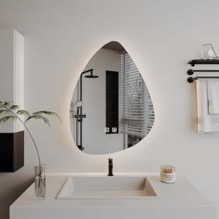 Oglinzi baie - Oglinda baie lacrima cu 2 functii 40x60 cm, forma neregulata, Basic Touch