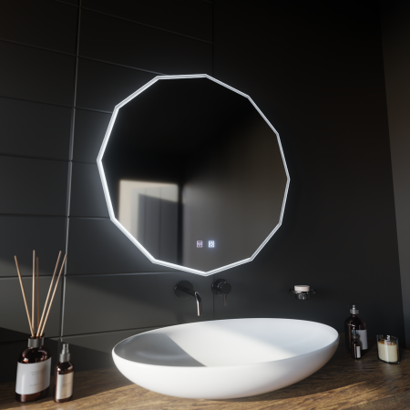 Oglinda baie cu cu iluminare LED si functie dezaburire 50 cm, rotunda, VivoTouch [1]