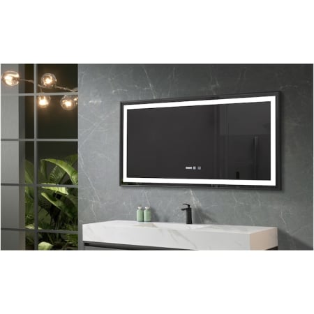 Oglinda baie cu iluminare LED 3 culori, intrerupator Touch, ceas, functie dezaburire, 120x60 cm, rama aluminiu neagra, Belform Infinity [1]