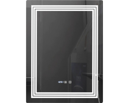 Oglinda baie cu iluminare LED 3 culori, intrerupator Touch, ceas, functie dezaburire, Belform Cronos 60x80 cm IP44 [2]