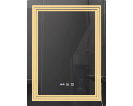 Oglinzi baie - Oglinda baie cu iluminare LED 3 culori, intrerupator Touch, ceas, functie dezaburire, Belform Cronos 60x80 cm IP44