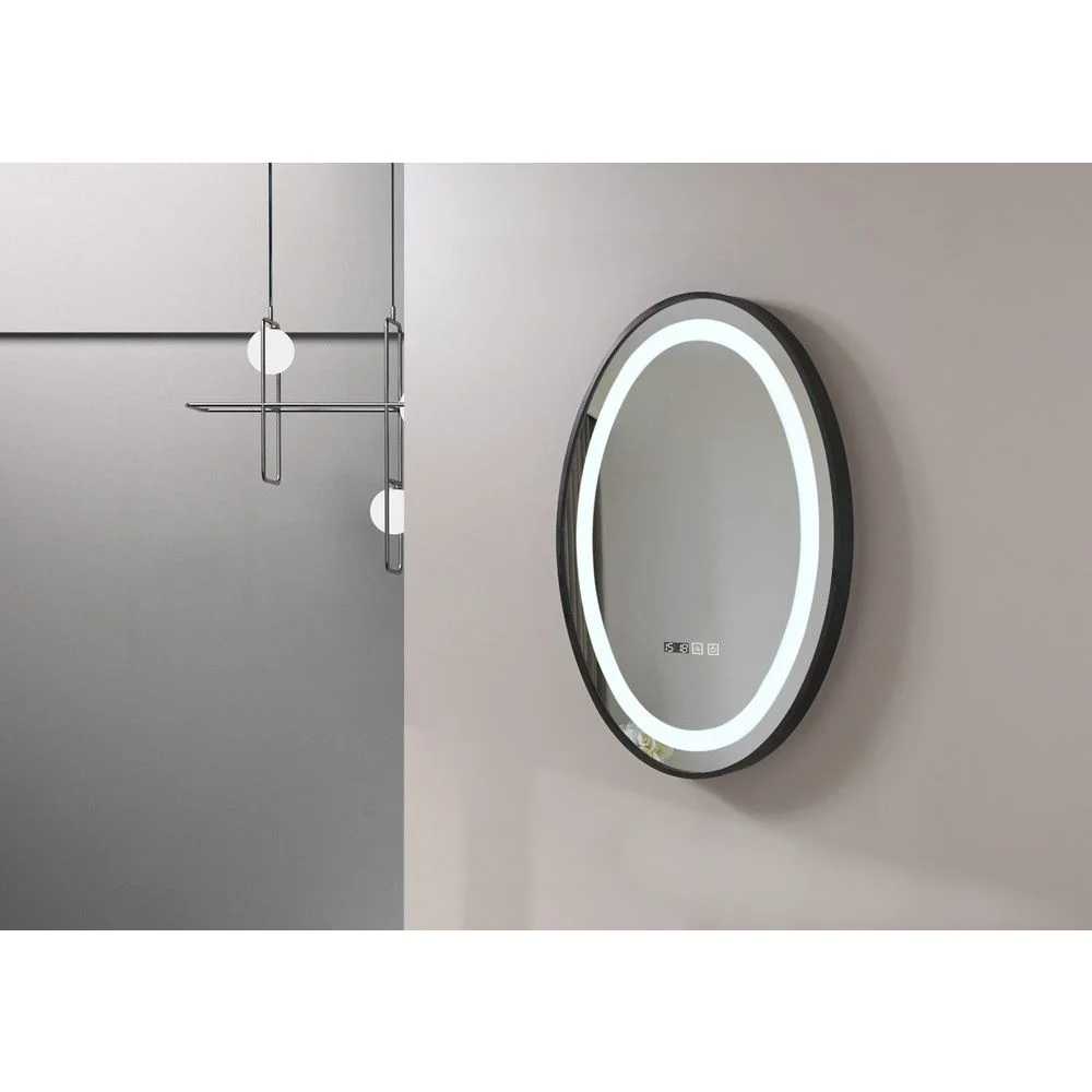 Oglinda baie cu iluminare LED, ceas si sistem anti-aburire 50x70 cm, ovala, Belform Infinity [1]