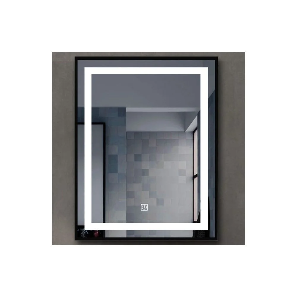 Oglinzi baie - Oglinda baie cu iluminare LED, ceas si sistem anti-aburire 60x80 cm, rama neagra, Belform Infinity