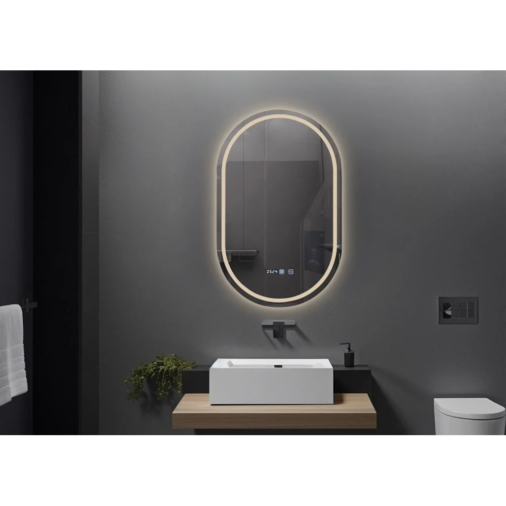 Oglinzi baie - Oglinda baie cu iluminare LED si ceas 50x80 cm, ovala, Belform Atlantis