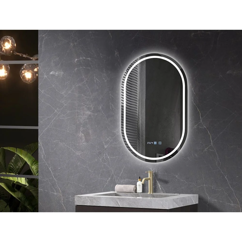 Oglinda baie cu iluminare LED si ceas 50x80 cm, ovala, Belform Atlantis [1]