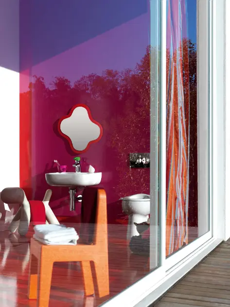 Oglinda baie, forma tip floare, 44x2x38 cm, rosu, Laufen Florakids [1]