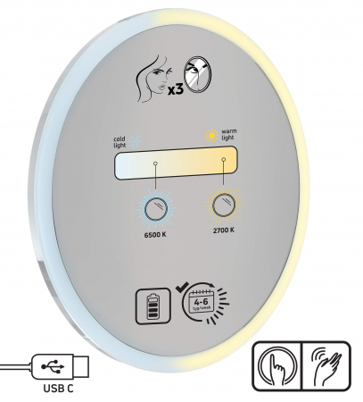 Oglinda cosmetica baie, cu prindere magnetica cu iluminare Led Deante, Round [1]
