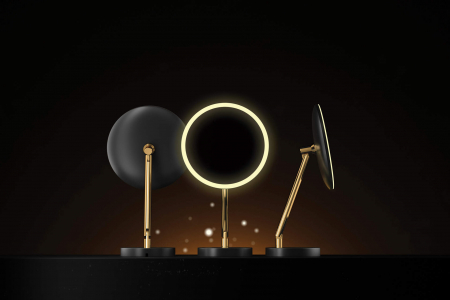 Oglinda cosmetica baie cu iluminare LED si picior auriu Deante Silia [3]