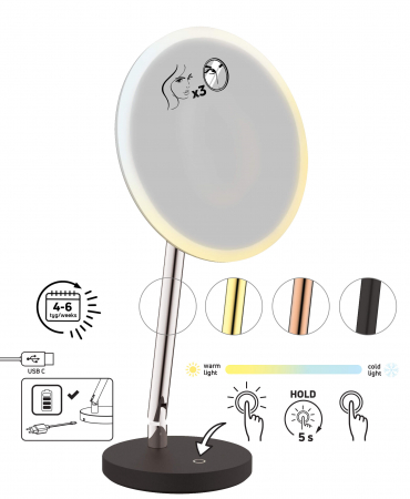 Oglinda cosmetica baie cu iluminare LED si picior auriu Deante Silia [1]