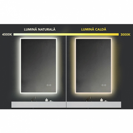 Oglinda dreptunghiulara 60 cm cu iluminare LED si dezaburire Fluminia, Miro [3]