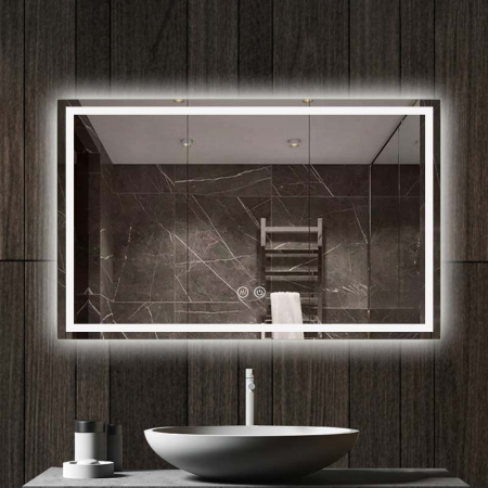 Mobilier baie - Oglinda dreptunghiulara 120 cm cu iluminare LED si dezaburire, Fluminia, Ando