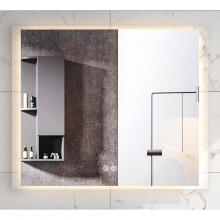 Mobilier baie - Oglinda dreptunghiulara 90 cm cu iluminare LED si dezaburire Fluminia, Rodin