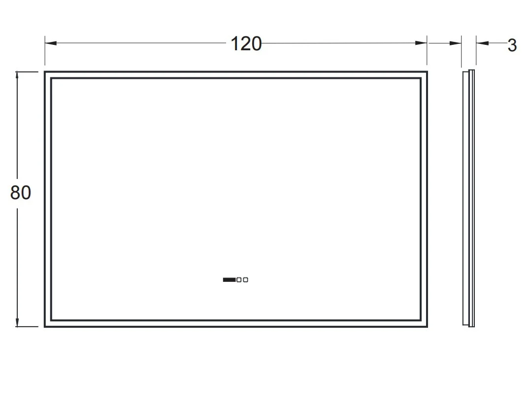 Oglinda LED baie, 120×80 cm, cu touch, dezaburire, ceas digital, Belform Atlantis [1]