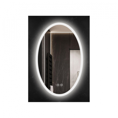 Mobilier baie - Oglinda ovala 60 cm cu iluminare LED exterior si dezaburire Fluminia, Picasso-EX