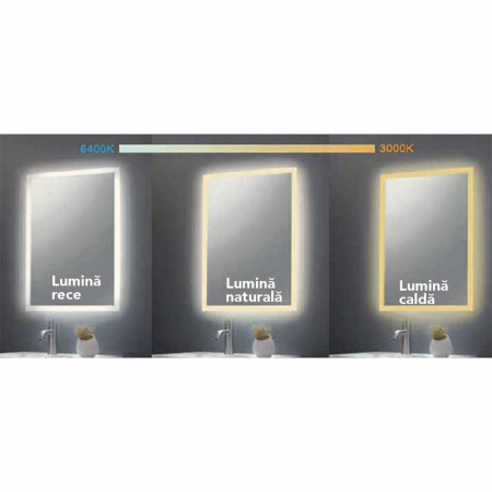 Oglinda rotunda 90 cm cu iluminare LED si dezaburire, Fluminia, Ando [1]
