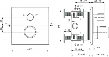 Baterie cada sau dus termostatata Ideal Standard Ceratherm C100 negru mat [3]