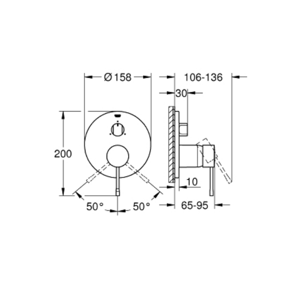 Baterie cada sau dus Grohe Essence incastrata pentru corp ingropat, cu 3 căi, crom [2]