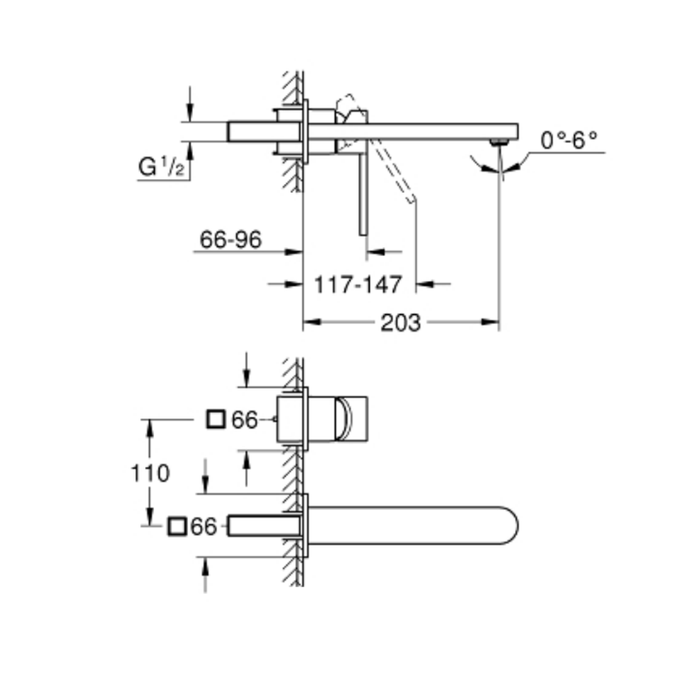 Baterie lavoar incastrata crom, marimea L, Grohe Plus [1]