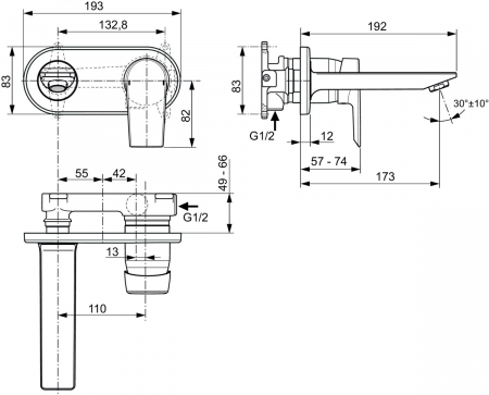 Baterie lavoar incastrata Ideal Standard Tesi crom lucios [3]