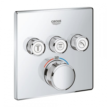 Baterii dus - Baterie dus incastrata termostatata crom, patrata, cu 3 iesiri, Grohe SmartControl