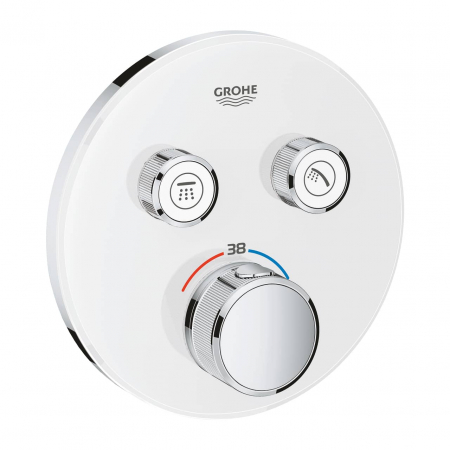 Baterii dus - Baterie dus incastrata termostatata alb/crom, rotunda, cu 2 iesiri, Grohe SmartControl