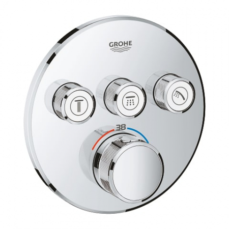 Baterii dus - Baterie dus incastrata termostatata crom, rotunda, cu 3 iesiri, Grohe SmartControl