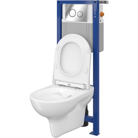 Pachet rezervor incastrat cu vas WC suspendat rimless si clapeta crom Cersanit System 21 Mech [1]