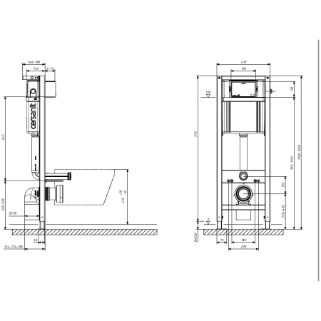 Pachet rezervor incastrat cu vas WC suspendat rimless si clapeta crom Cersanit System 21 Mech [2]
