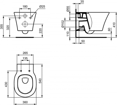 Set vas wc suspendat Ideal Standard Connect Air AquaBlade cu capac soft close, rezervor incastrat si clapeta crom [1]