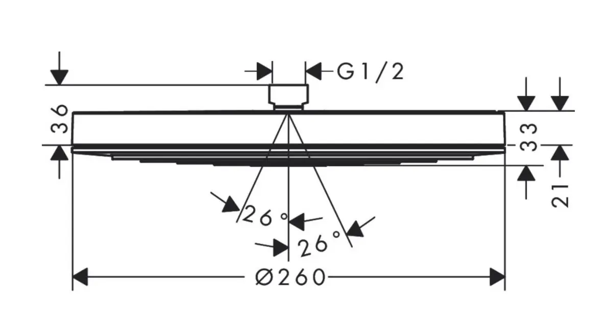 Palarie de dus 260 cm, 1 jet, negru mat, Hansgrohe Pulsify S [2]
